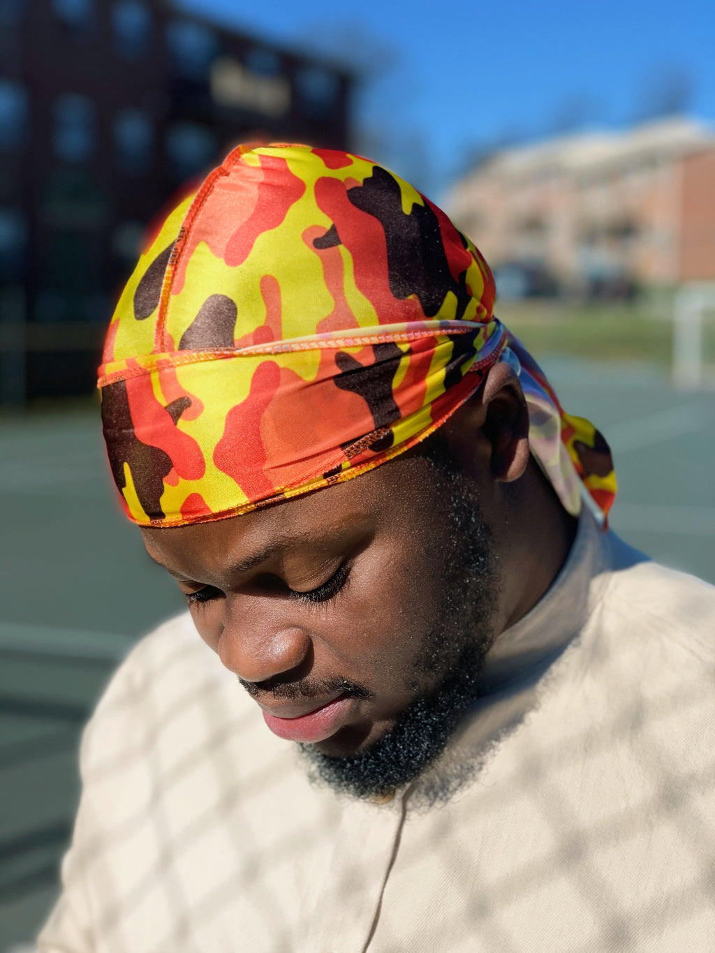 Orange Camo Durag