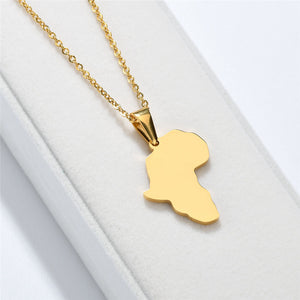Gold African Map Necklace