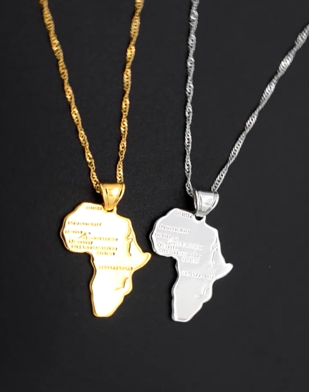 AFRICAN SLIVER MAP NECKLACE