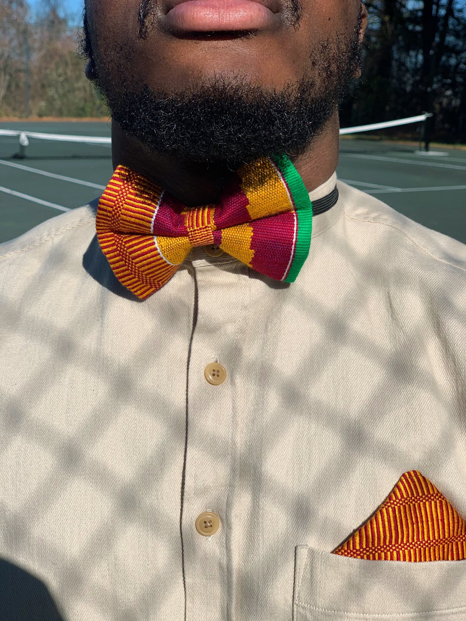 Kente Bow Tie and Pocket Square Set