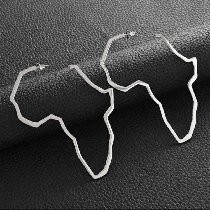AFRICAN MAP EARRINGS (Silver)