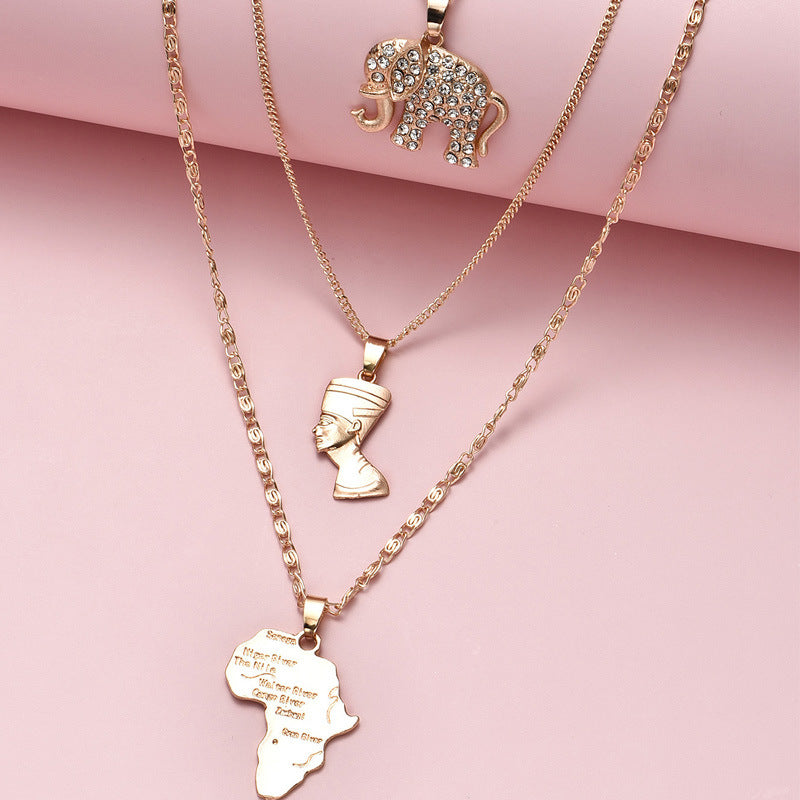 3 LAYER AFRICAN PENDANT NECKLACE
