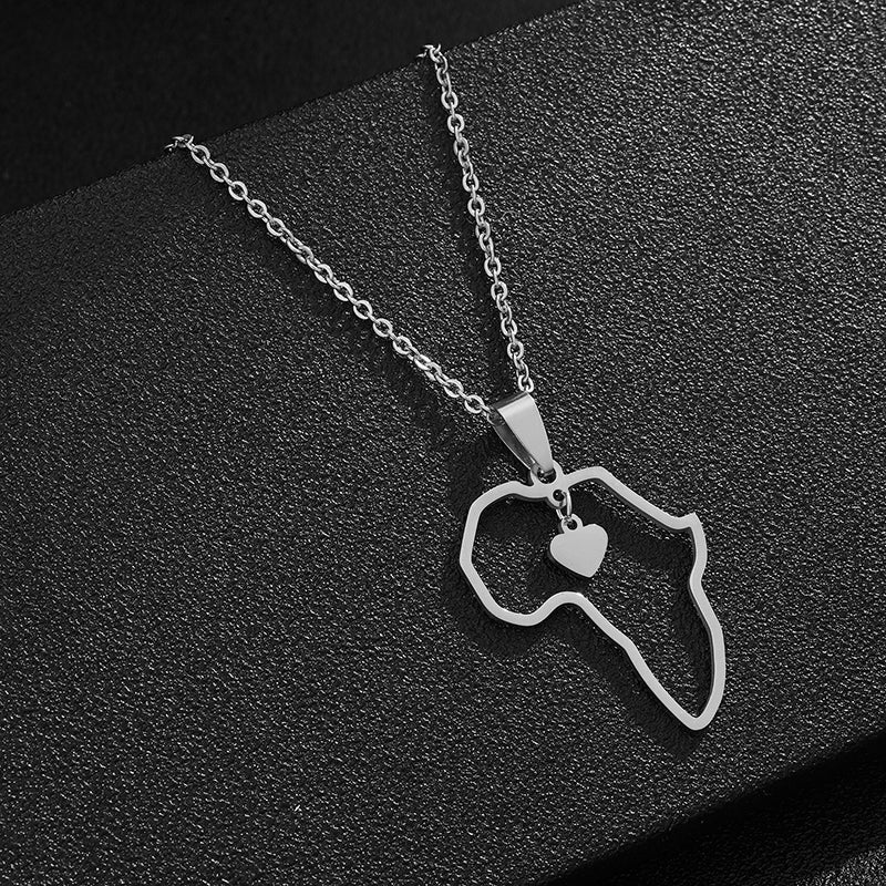 AFRICAN MAP PENDANT NECKLACE (Silver)