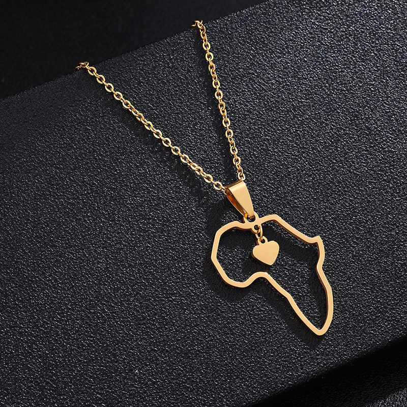 AFRICAN MAP PENDANT NECKLACE (Gold)