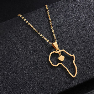 AFRICAN MAP PENDANT NECKLACE (Gold)