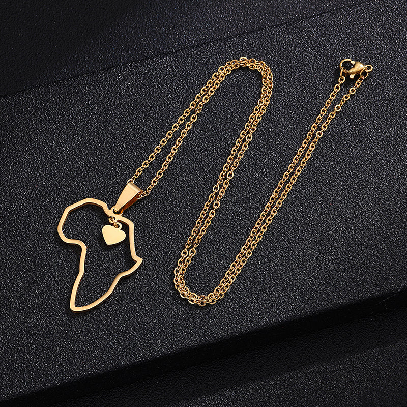 AFRICAN MAP PENDANT NECKLACE (Gold)