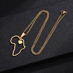 AFRICAN MAP PENDANT NECKLACE (Gold)