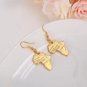African Map Earrings