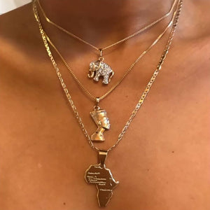 3 LAYER AFRICAN PENDANT NECKLACE