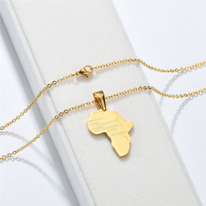 Gold African Map Necklace