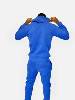 ROYAL BLUE KENTE SATIN LINED HOODIE SET